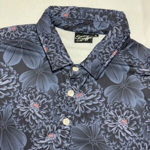 Sunday Swagger Polo Shirt Mens XL Blue Floral Performance Golfcore Activewear